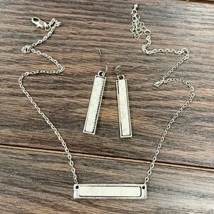 16" Bar White Turquoise Necklace Earrings Set